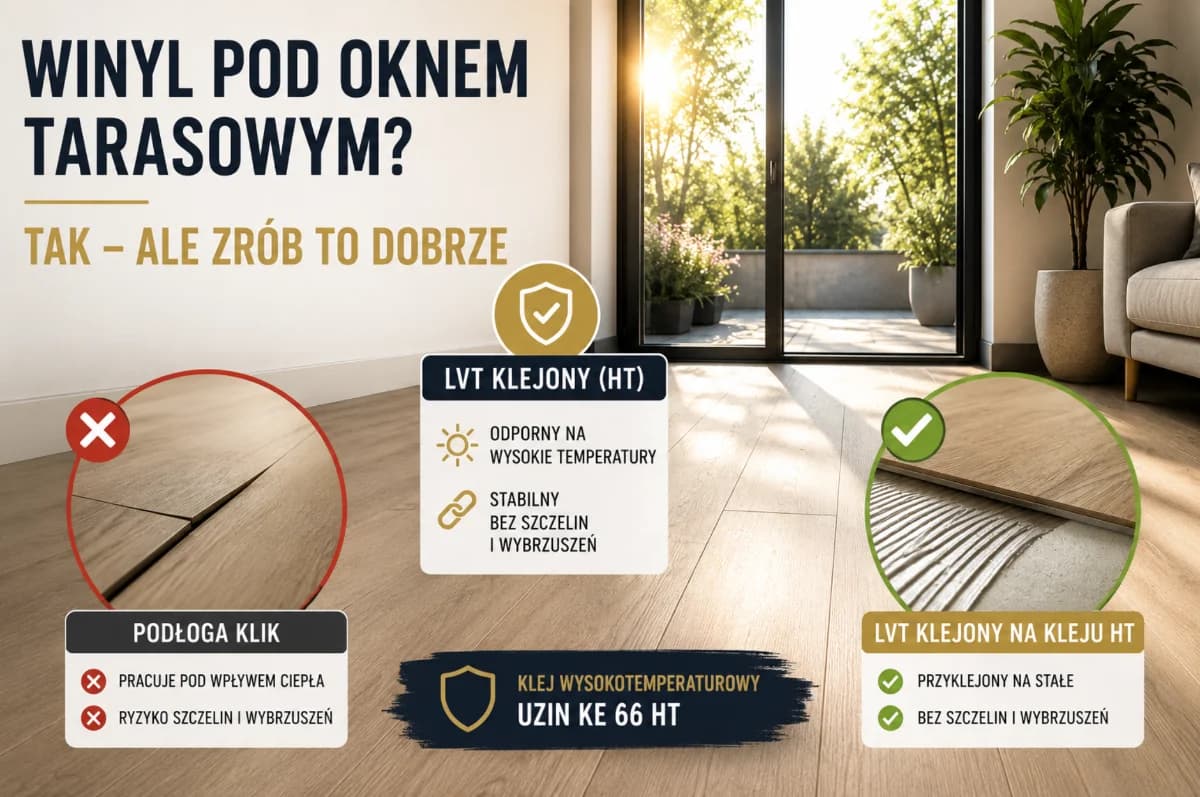 Czy można montować panele winylowe pod oknem tarasowym?