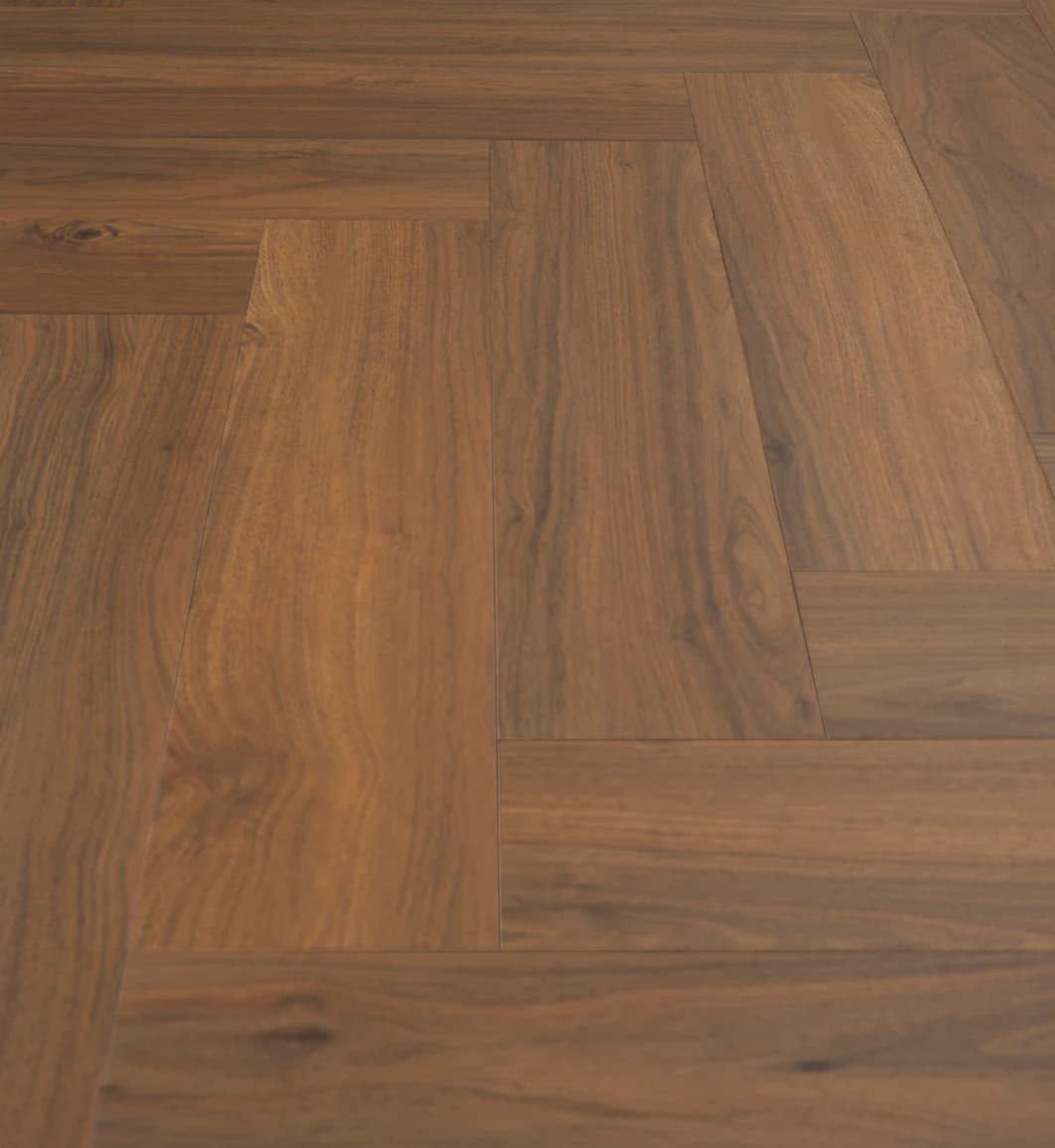 Invictus Walnut 42 - Herringbone Dryback LVT - Bella Noce